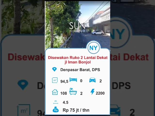 DISEWAKAN RUKO DEKAT IMAM BONJOL,  DENPASAR BARAT