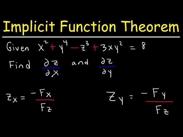 Implicit Differentiation With Partial Derivatives Using The Implicit Function Theorem | Calculus 3