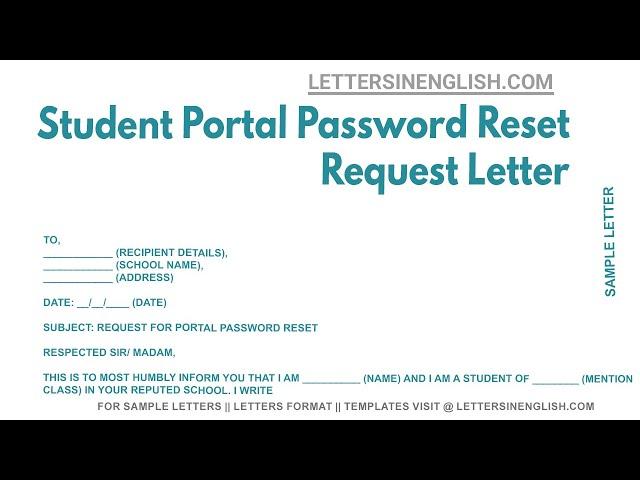 Student Portal Password Reset Request Letter - Sample Letter to School Student Portal Password Reset