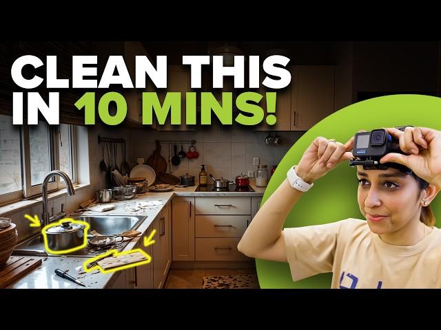 Can I Clean This Messy Kitchen in Just 10 Minutes? | POV Challenge With @TalkingMom  | #goprohero12