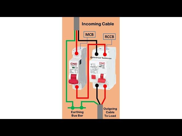 Electrical Connection of MCB & RCCB #shorts #youtubeshorts @ElectricalTechnician