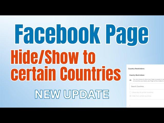 How to Hide Facebook Page from Any Country 2024 (NEW UPDATE)
