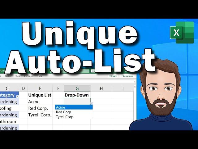 Unique Drop Down Lists that Automatically Update with New Values