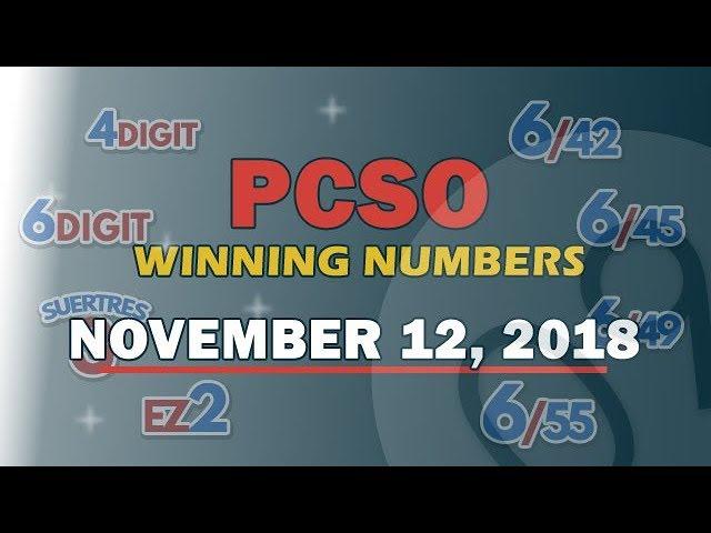 P81M Jackpot Prize Grand Lotto 6/55, EZ2, Suertres, 4 Digit,& Lotto 6/45 Draw | November 12, 2018