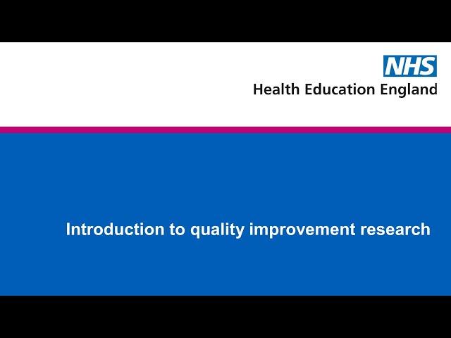 Introduction to quality improvement research