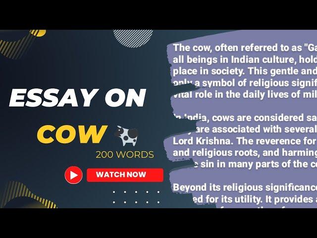 Essay on "Cow" || Essay Writing || WritingClasses