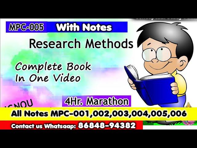 Research Methods In Psychology  | MPC-005 |Complete Book In One Video Exam Notes || IGNOU UNIVERSITY