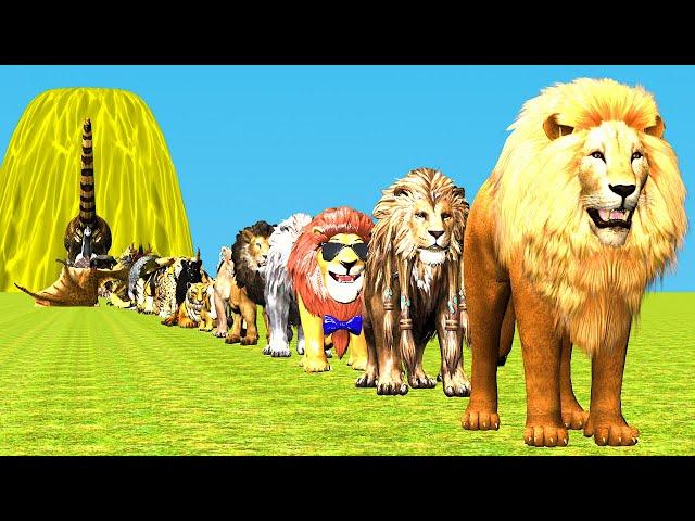 Paint Animals Gorilla Cow Lion Elephant Dinosaurs Dragons and T-Rex Fountain Crossing Animal Cartoon