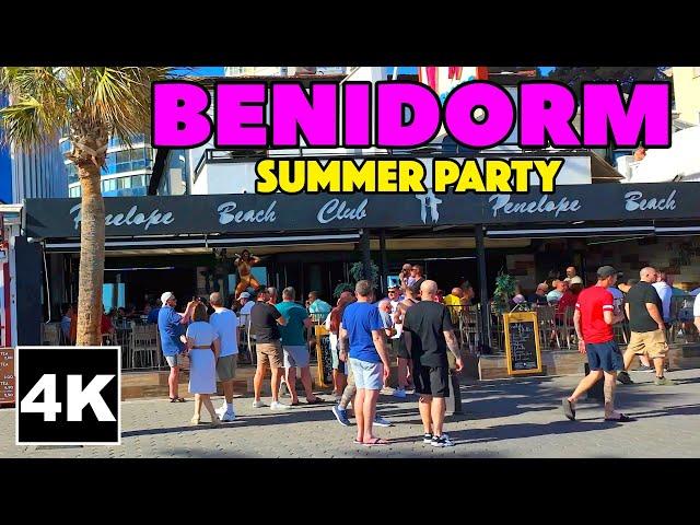  Party Town Benidorm Spain Summer Party  4K Walk