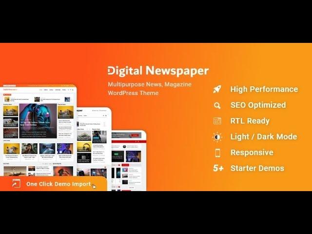 Digital Newspaper Theme Setup Video (Complete News WordPress theme)