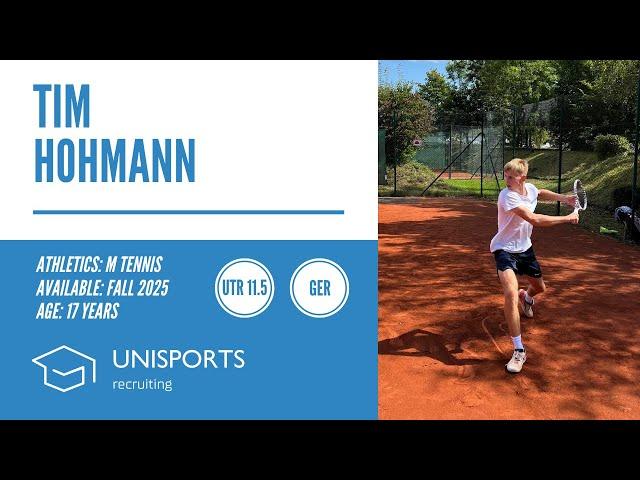 Tim Hohmann - College Tennis Recruiting Fall 2025