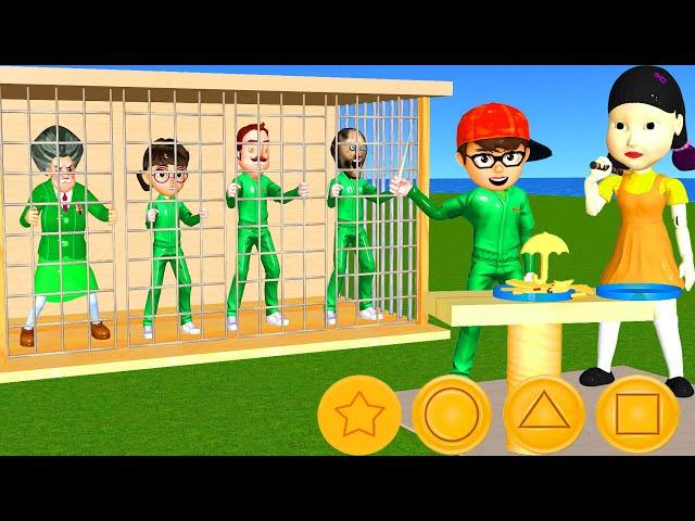 Scary Teacher 3D vs Squid Game Honeycomb Candy Shape Challenge Out of Prison in Squid Game Season 2