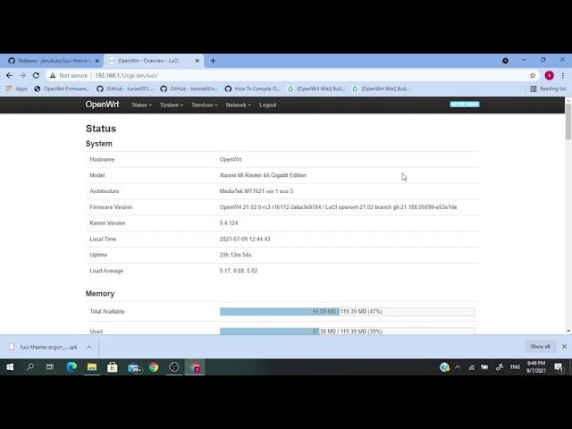 Xiaomi Mi Router 4a Gigabit OpenWrt : installation of luci theme argon