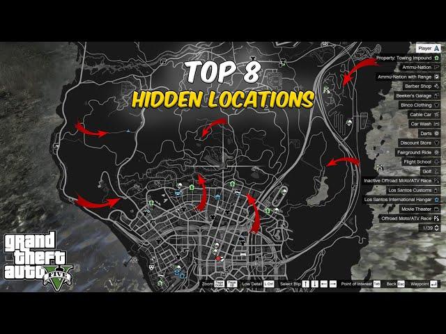 TOP 8 Secret Hidden Locations & Places  in GTA 5 Rockstar Doesn’t Want You To Know