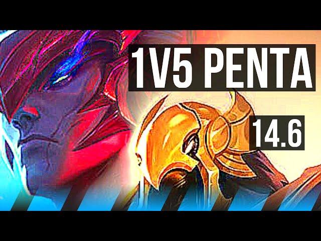 YONE vs AZIR (MID) | 1v5 Penta, 9 solo kills, Legendary, 9/2/1 | KR Master | 14.6