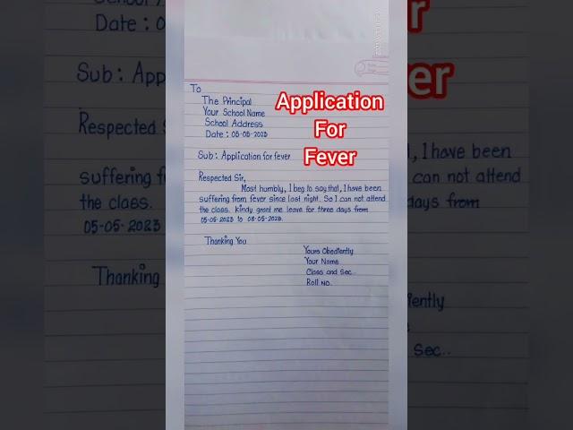 How To write an application to the Principal for Fever