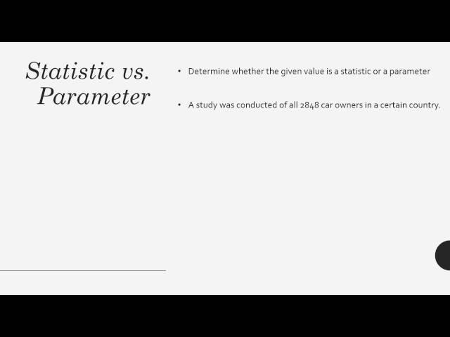 Statistic vs. Parameter