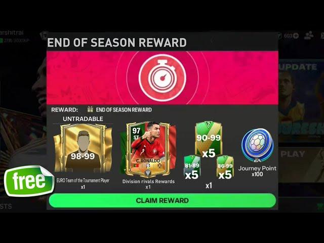 FC CHAMPION END OF SEASON REWARD!! FREE 98-99 OVR EURO STAR PLAYER & 97  RONALDO FC MOBILE 24!