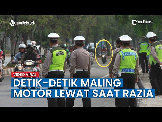 Polisi Tendang Pencuri Motor hingga Terjatuh Saat Lewat di Tengah Razia