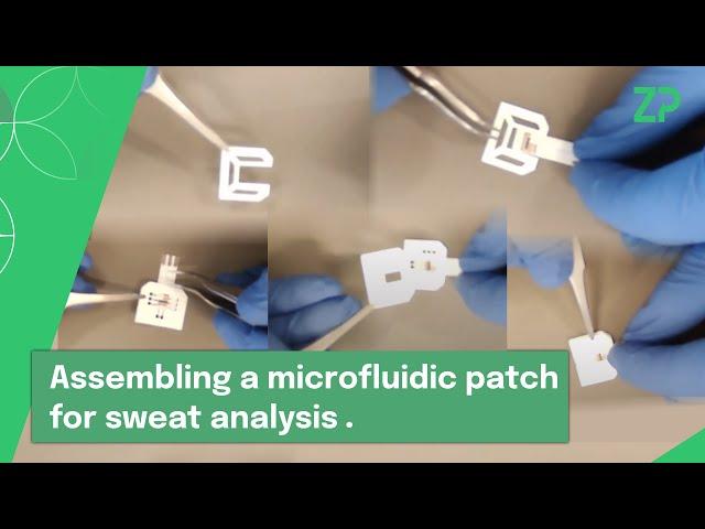 Assembling a microfluidic patch for sweat analysis