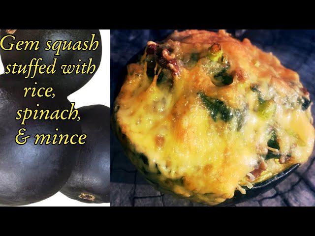 How to make stuffed gem squash with spinach, rice and mince.