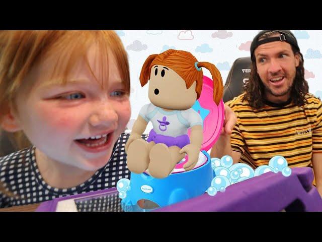 BABY ADLEY Roblox Day Care!!  Dad is the Nursery Boss! new playing, feeding, and potty training game
