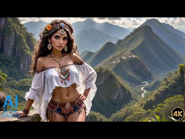 4K AI Art Lookbook Video of AI Girl ｜ Honduran Beauty in Gypsy Attire