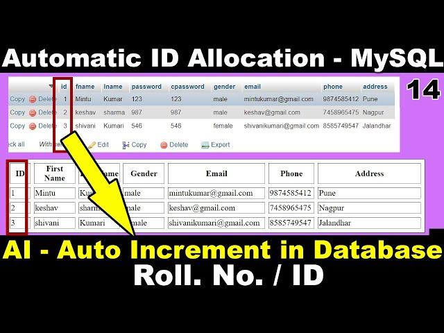 Auto Increment serial number in PHP | How to Create an Increment Serial Number Row in MySQL | PHP AI