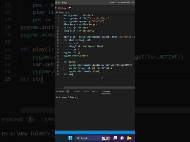 Music player  using python   #python #programming #viral #shorts