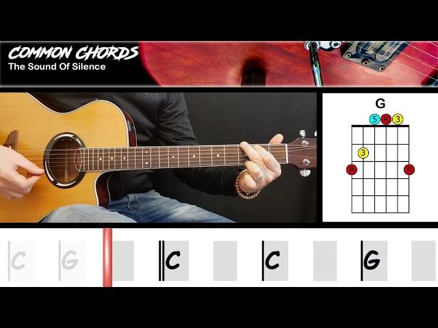 The Sound Of Silence (ver1) - Simon & Garfunkel | EASY GUITAR CHORDS | Common Chords