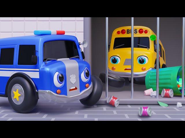 Who Threw the Trash Around? | Police Bus, Garbage Truck | Monster Truck | Kids Songs | Baby Car TV