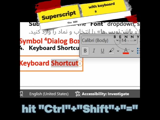 Word Tutorial: Superscript with Keyboard Shortcut #wordtutorial #آموزش_ورد #word #superscript