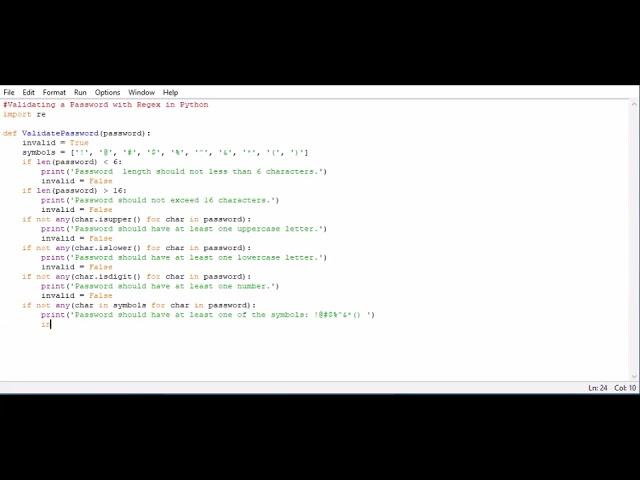 Validating a Password with Regex in Python
