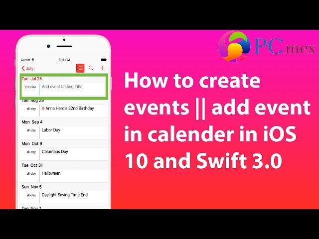 How to create events || add event in calender in iOS 10 and Swift 3.0