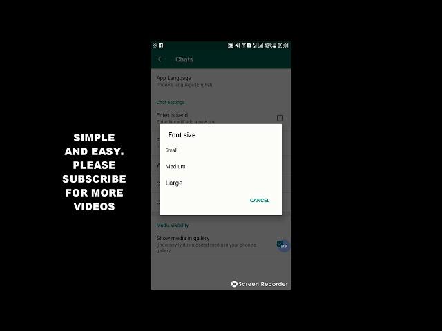 HOW TO CHANGE FONT SIZE FOR CHAT SCREEN IN WHATSAPP ANDROID