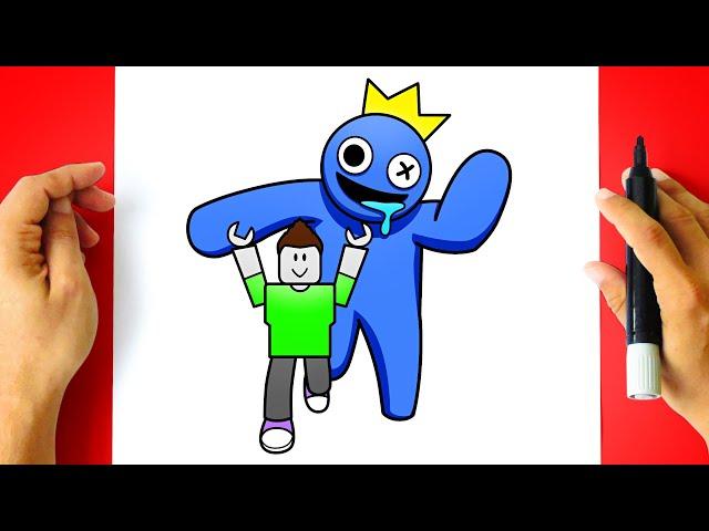 How to DRAW BLUE with PLAYER from RAINBOW FRIENDS - ROBLOX DRAWING