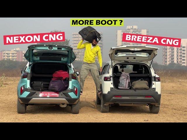 *55L CNG or 60L* New Tata Nexon CNG Vs Brezza CNG Boot Space Test