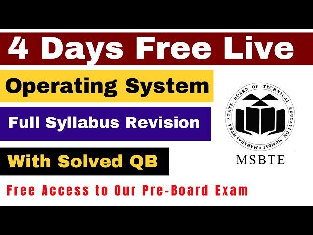 4 Days Operating System Live Seminar For MSBTE Diploma 5th Sem With 100% Cashback Coupon| Score70/70