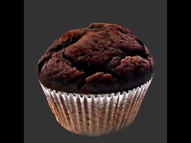 Realistic 3D Model of a Chocolate Muffin in Paper Liner Low-poly 3D model