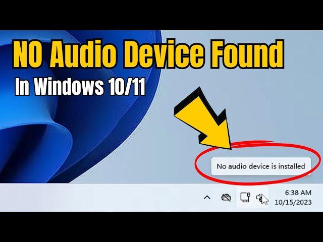 How to FIX "No Audio Device Installed or Found" in Windows 10/11 | Fix Windows 11 Audio Problem