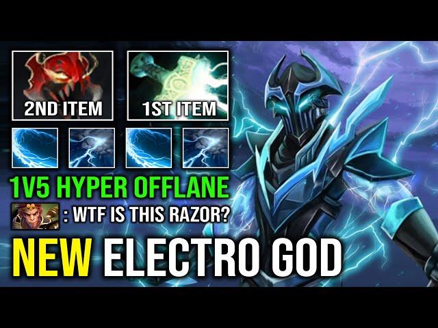 NEW 7.37 Offlane Razor Guide Unlimited Electro Maelstrom + Mask of Madness 1v5 Run At Them Dota 2