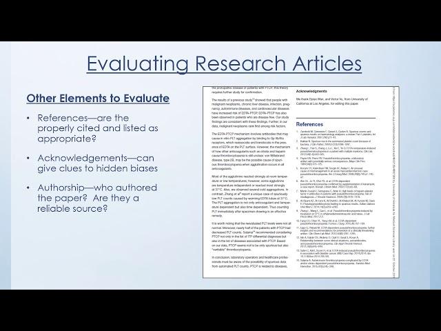 Lecture 15:  Evaluating Research Articles