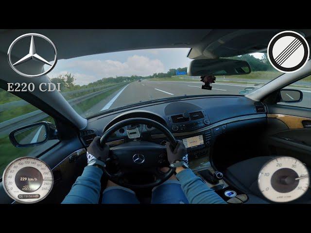 Mercedes-Benz W211 E220 CDI 170 HP Top Speed Drive on Autobahn POV