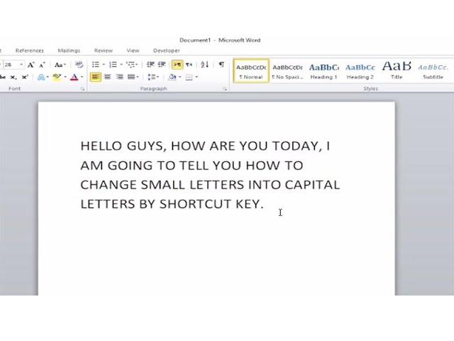 Shortcut to change small letters to capital letters in MS Word