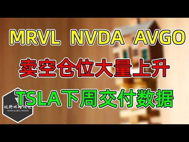 美股 NVDA、MRVL、AVGO，卖空正股仓位大增！TSLA下周交付数据！