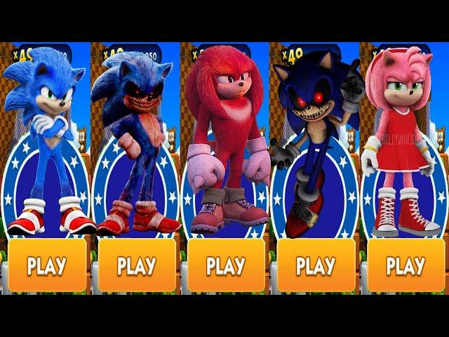 Sonic Dash - Sonic.EXE vs All Movie Sonic Characters Unlocked defeat All Bosses Eggman Zazz Babble