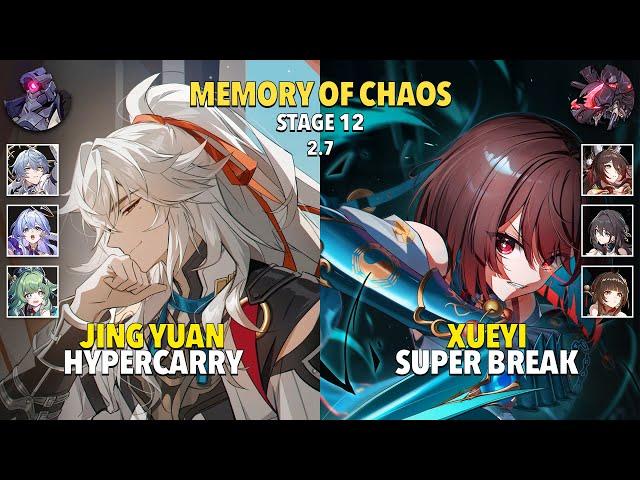 E0 Jing Yuan Hypercarry & E6S1 Xueyi Super Break - Memory Of Chaos 12 - Honkai: Star Rail 2.7