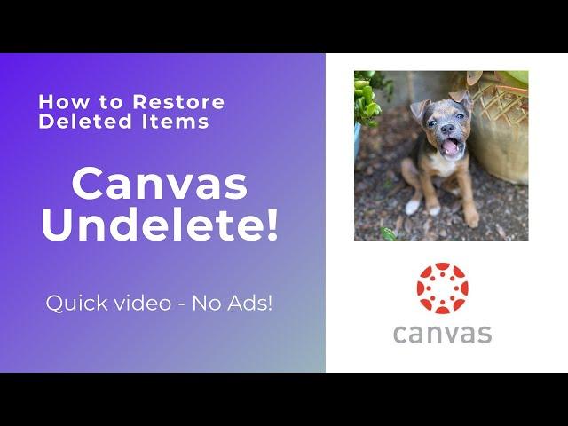 How to Restore Deleted Items in Canvas Using "Undelete"