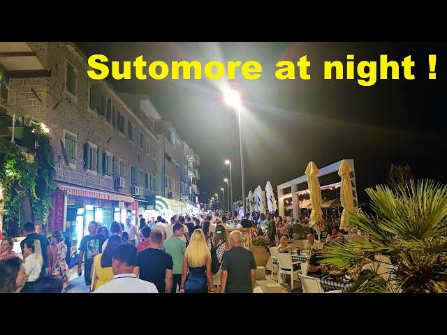 Crna Gora, Sutomore - glavno šetalište uveče !  4K video !