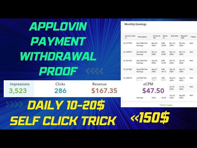 Applovin self click payment proof 2023 | Applovin auto impression self click App payment proof